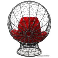 Кресло M-Group Кокос на подставке 11590306 (серый ротанг/красная подушка)