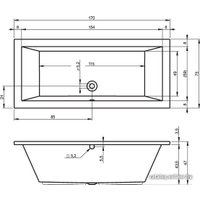 Ванна Riho Lusso 170x75 (без ножек)