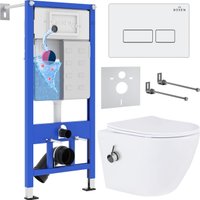 Унитаз подвесной Roxen Antares Bidet в комплекте с инсталляцией StounFix Dual Fresh 6 в 1 953833 (кнопка: белый глянец)