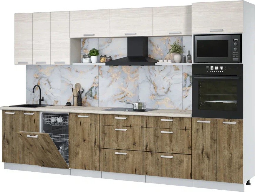 

Готовая кухня Интерлиния Мила Лайт 3.3-ПМ3 (вудлайн кремовый/дуб веллингтон/бискайская сосна)