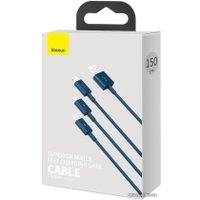 Кабель Baseus CAMLTYS-03 USB-A - Lightning/microUSB/USB Type-C (1.5 м, синий)