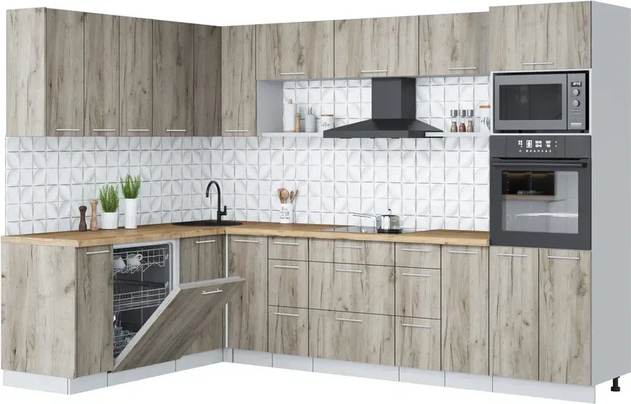 

Готовая кухня Интерлиния Мила Лайт 1.896х2.98-2 (дуб серый/дуб серый/дуб бунратти)