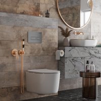 Унитаз подвесной Roxen Simple Compact в комплекте с инсталляцией StounFix Dual Fresh 6 в 1 966808 (кнопка: серый гранит)