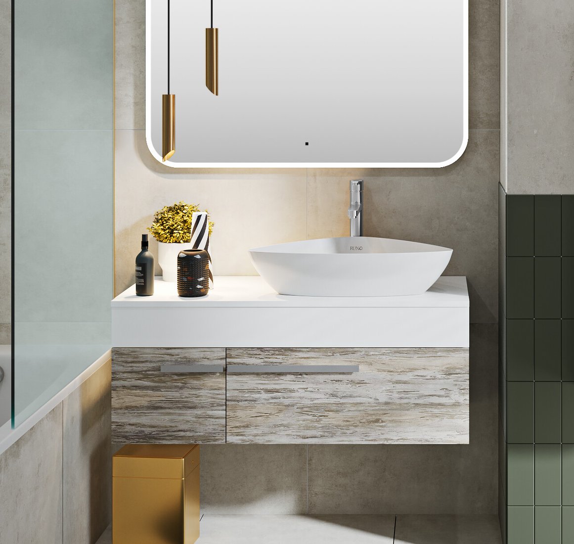 

Runo Тумба под умывальник Вудлайн 85 (подвесная)