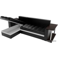 Угловой диван Craftmebel Атланта М угловой 2 стола (боннель, левый, черная экокожа)