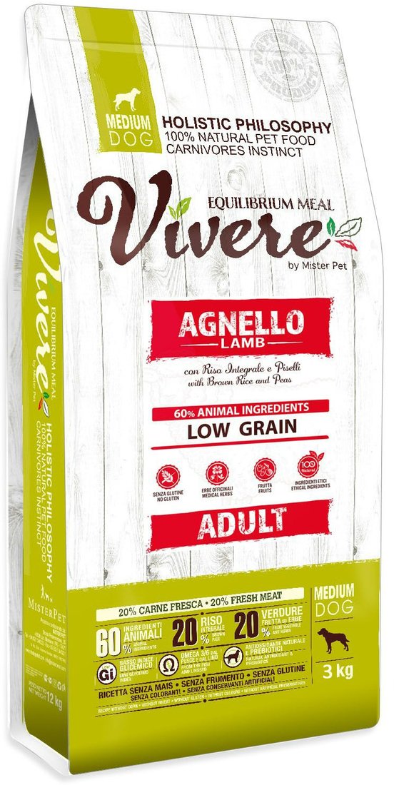 Сухой корм для собак Vivere Medium Adult Lamb 3 кг