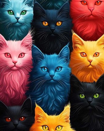 Алмазная мозаика  Феникс+ Цветные коты 70826