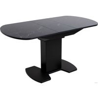 Кухонный стол Аврора Корсика фотопечать 120-151.5x80 (мрамор черный 9/черный матовый)