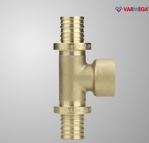 Фитинг Varmega Тройник латунный Slide-fit с внутренней резьбой 25х3/4 VM51116