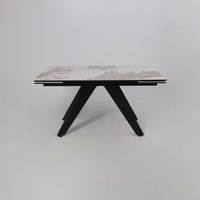 Кухонный стол Lepremo AV 2122 МДФ+керамика раздвижной 1400-2000x850 (белый глянцевый Pandora/черный)