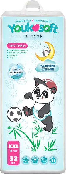 

Трусики-подгузники Youkosoft Универсальные премиум 15+ XXL (32 шт)
