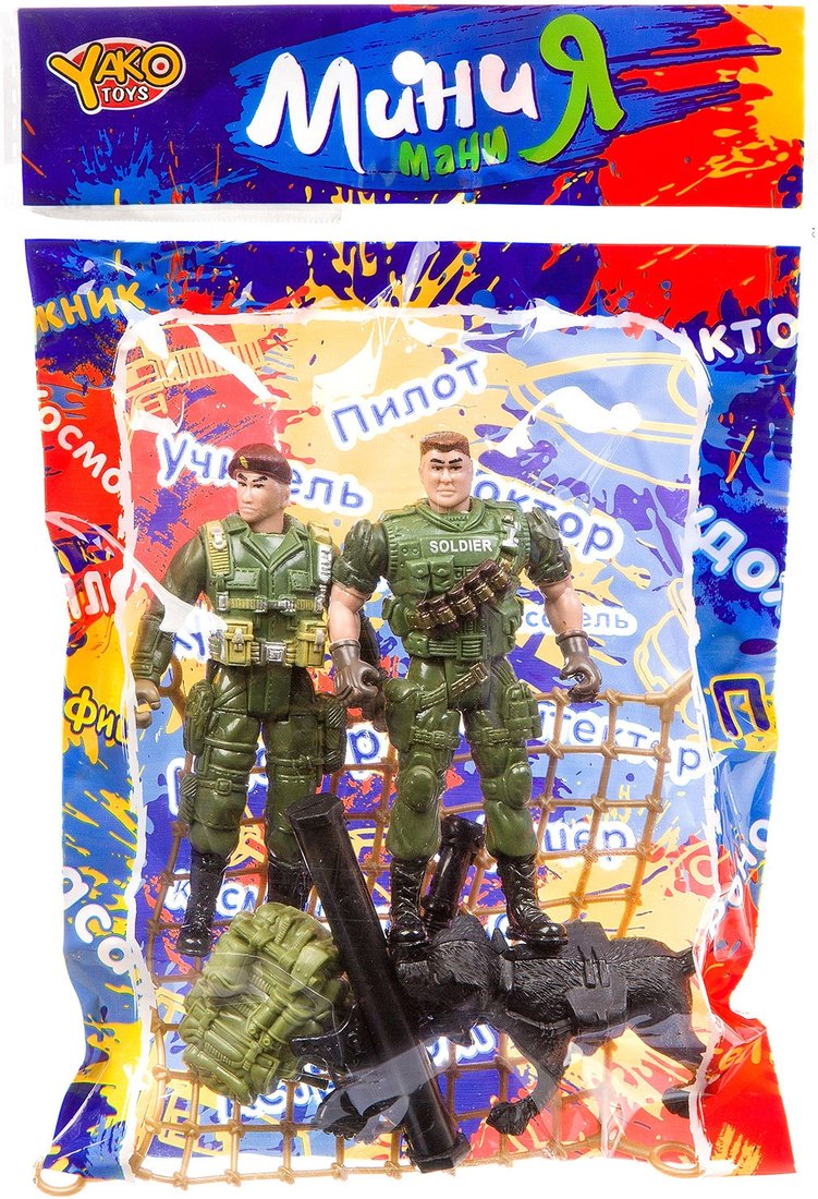 

Набор фигурок Yako Toys Мини МаниЯ Военный с 2 солдатиками и собакой К93735