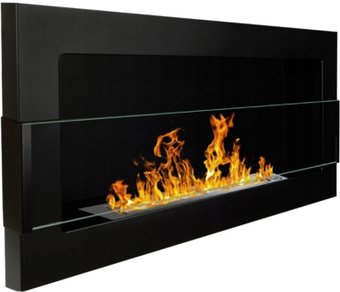 Биокамин BiokominkiGMT 900x400 (черный структурный, со стеклом)