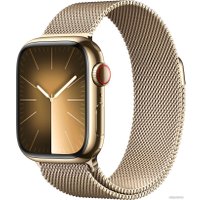 Умные часы Apple Watch Series 9 LTE 41 мм (корпус из нержавеющей стали, золотистый/миланский золотистый)