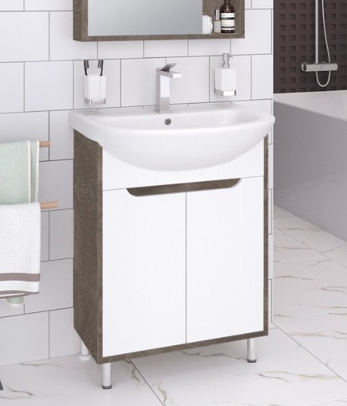

Runo Тумба под умывальник Эко 50 (напольная, белый/железный камень)