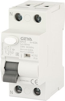 

Устройство защитного отключения GEYA GYL9 2P 63A 6 кА 30мА AC GYL92P63A30MA