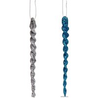 Елочная игрушка Серпантин Ледяные сосульки 10 см 2 шт 201-0719 (синий/серебристый)