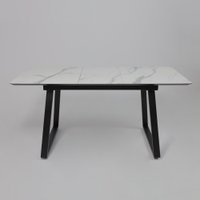 Кухонный стол Lepremo AV 1208 HPL+МДФ раздвижной 1200-1600x800 (мрамор белый/черный)