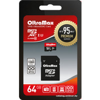 Карта памяти OltraMax Premium OM064GCSDXC10UHS-1-PrU3 microSDXC 64GB (с адаптером)