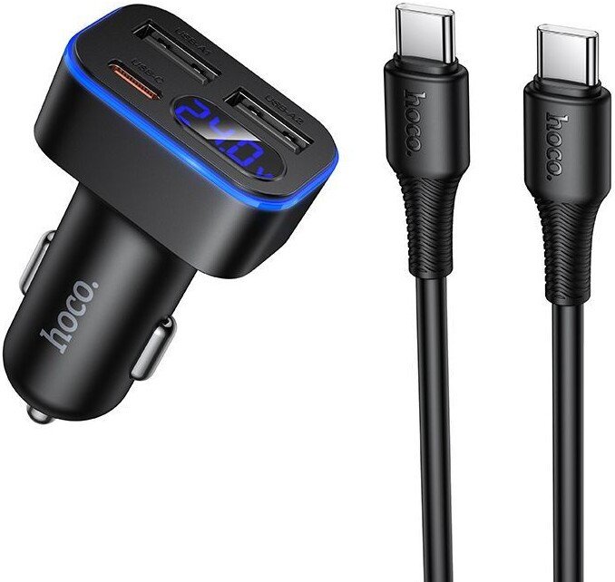 Автомобильное зарядное Hoco Z63A USB Type-C - USB Type-C (черный)