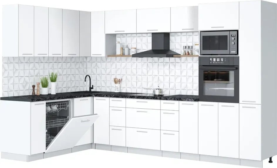 

Готовая кухня Интерлиния Мила Лайт 1.896х3.28 (белый платинум/белый платинум/кастилло темный)