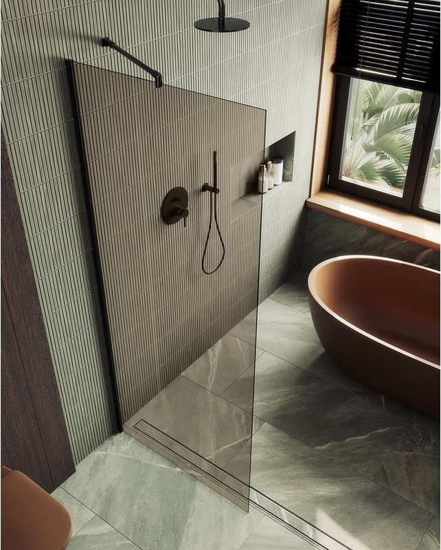

Душевая стенка MaybahGlass 89x195 MGD-691-6ш (бронзовое стекло/черный)