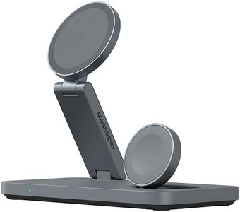 Беспроводное зарядное Magssory Yoga 3 в 1 Charging Station для Apple Qi2 WCH016m (темно-серый)