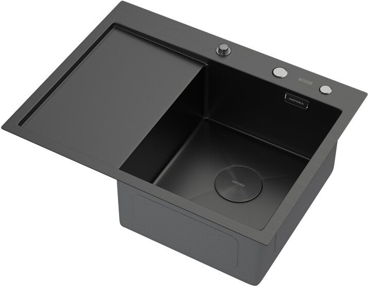Кухонная мойка ARFEKA ECO AR 650*500 R POP-UP BLACK PVD NANO
