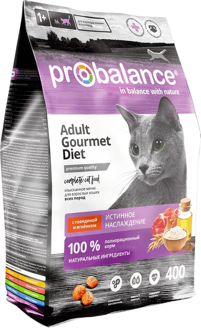 

Сухой корм для кошек Probalance Gourmet Diet Adult Beef & Lamb (Говядина и ягненок) 400 г