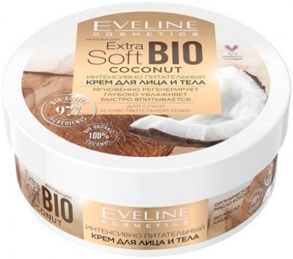

Eveline Cosmetics Крем для лица Extra soft bio Coconut Интенсивно питательный для лица и тела 200 мл