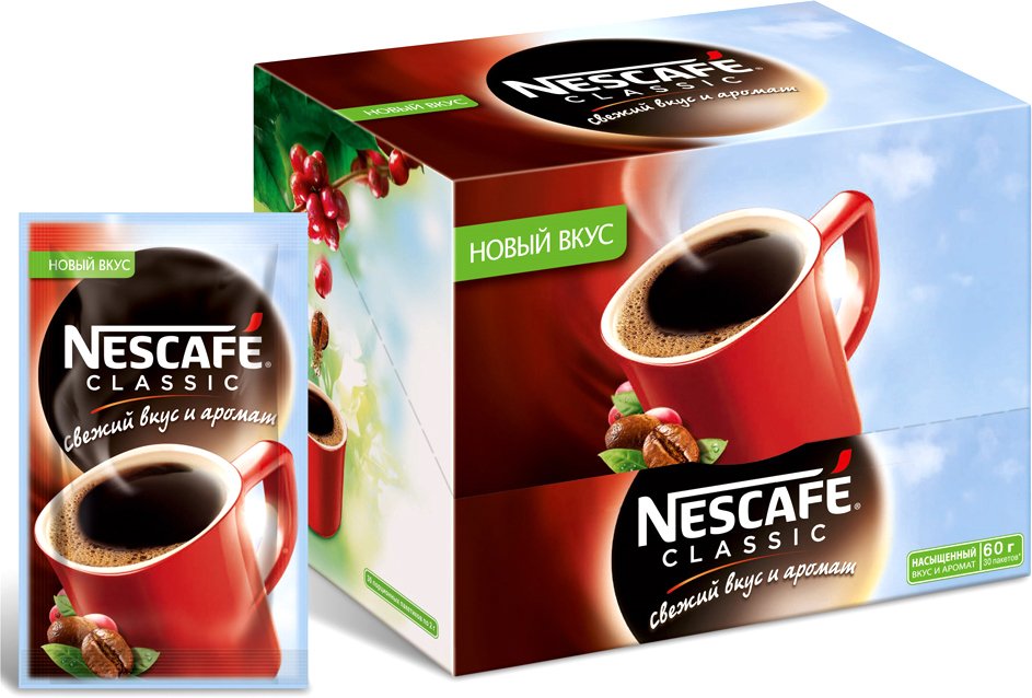 

Кофе Nescafe Classic растворимый 2 г (30 пакетиков)