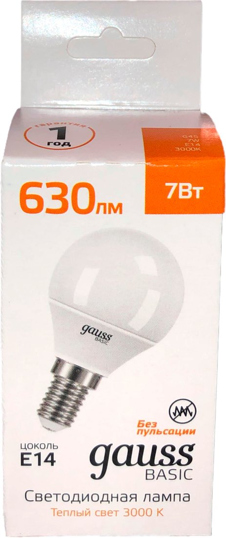 

Светодиодная лампочка Gauss LED-M G45 7W 630lm 3000K E14 10501172