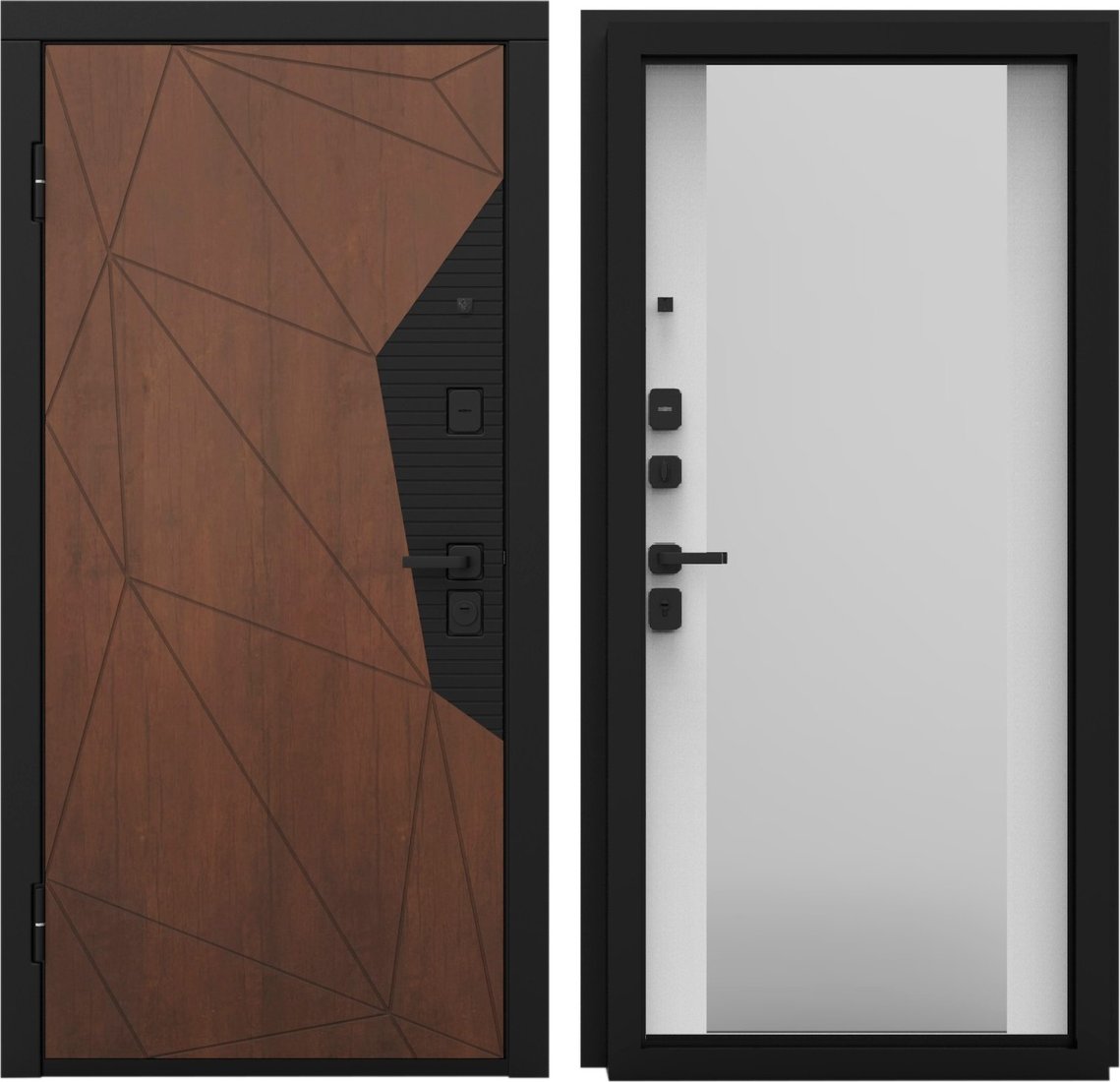

Металлическая дверь Guard Combi Mirror шпон корица/шагрень белая (96x205, левая)
