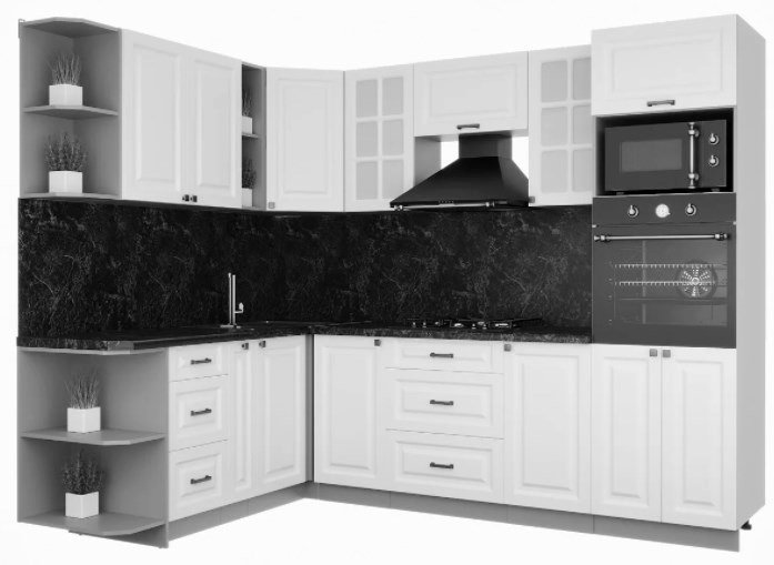 

Готовая кухня Интерлиния Мила Деко 1.88x2.6 правая (слон кость-слон кость-кастилло темн)