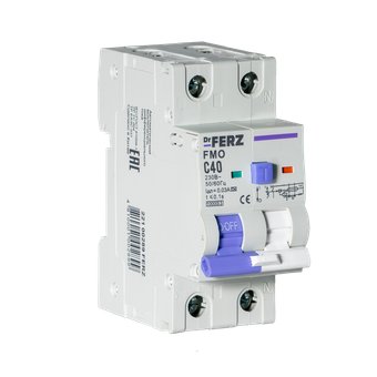 Дифференциальный автомат Dr.Ferz FMO-EM-1P+N 40A 30mA 10kA A C 2M 22100289FERZ