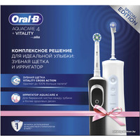 Электрическая зубная щетка и ирригатор Oral-B Aquacare 4 MDH20.016.2 + Vitality Pro Cross Action D100.413.1