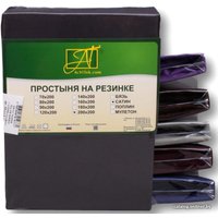 Простыня Альвитек Сатин однотонный на резинке 180x200x25 ПР-СО-Р-180(180)-ГР (графит)