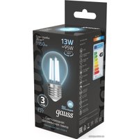 Светодиодная лампочка Gauss Filament Шар 13W 1150lm 4100К Е27 LED 1/10/50 105802213