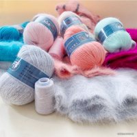 Набор пряжи для вязания ХоббиБум Пух норки 069 50 г 340 м (светло-голубой)