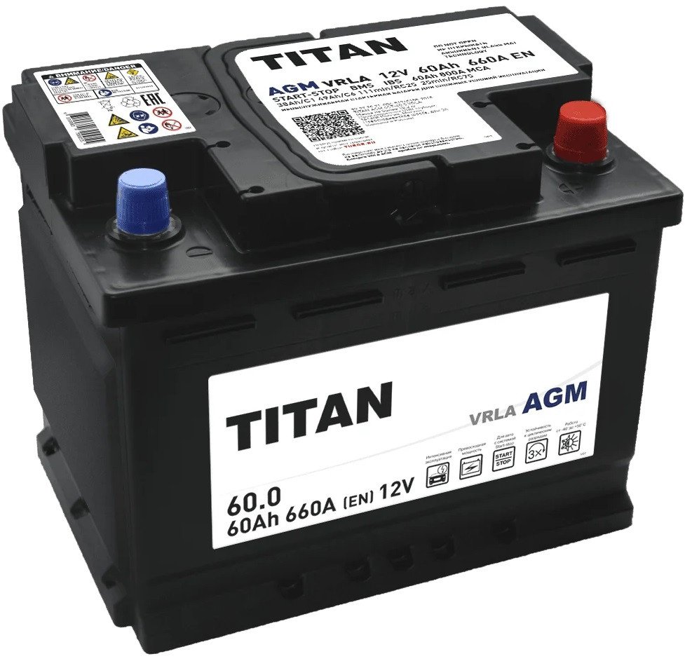 Автомобильный аккумулятор Titan AGM R+ (60 А·ч)