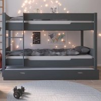 Двухъярусная кровать ММЦ Амелия 90x200 (двухъярусная, с выдвижным спальным местом, серый воск)