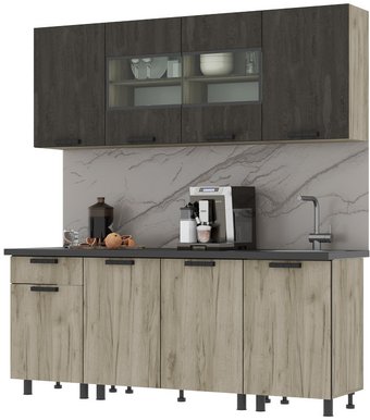 Готовая кухня Стендмебель Эдинбург 2.0 (железный камень/дуб крафт серый)