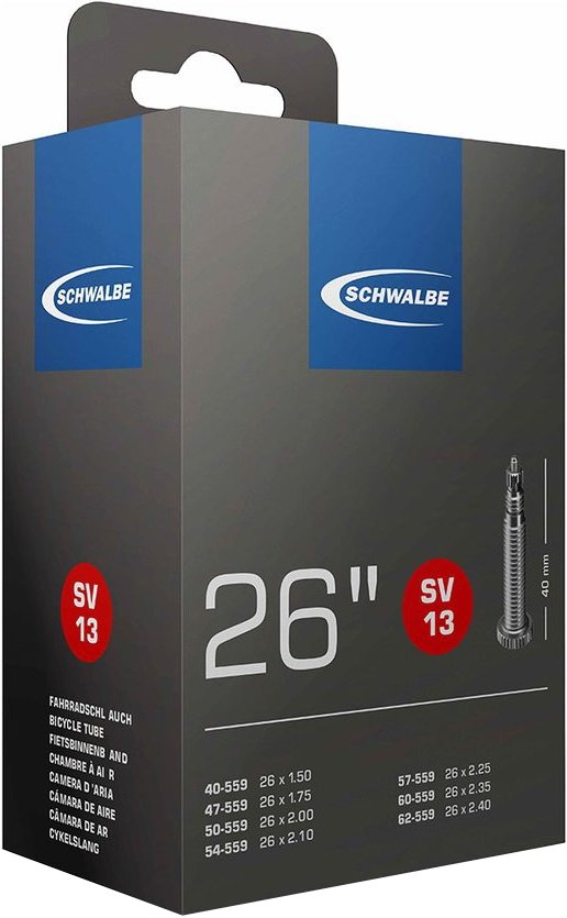 

Велокамера Schwalbe SV13 40/62-559 26"x1.5-2.5" [10425343]