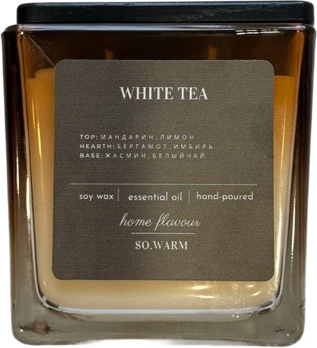 

Ароматическая свеча SO.WARM Белый чай в стеклянном стакане Quadro 260 г