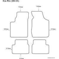 Комплект ковриков для авто Alicosta Kia Rio 99-05 (салон, ЭВА ромб, серый)