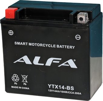 Мотоциклетный аккумулятор ALFA YTX14-BS (14 А·ч)