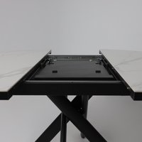 Кухонный стол Мамадома Ronaldo-120 раздвижной 120-160 (patagonoa bianco gloss premium cer/черный)