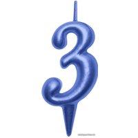 Свеча для торта Мультидом Овал Цифра 3 МС5-43 (синий)