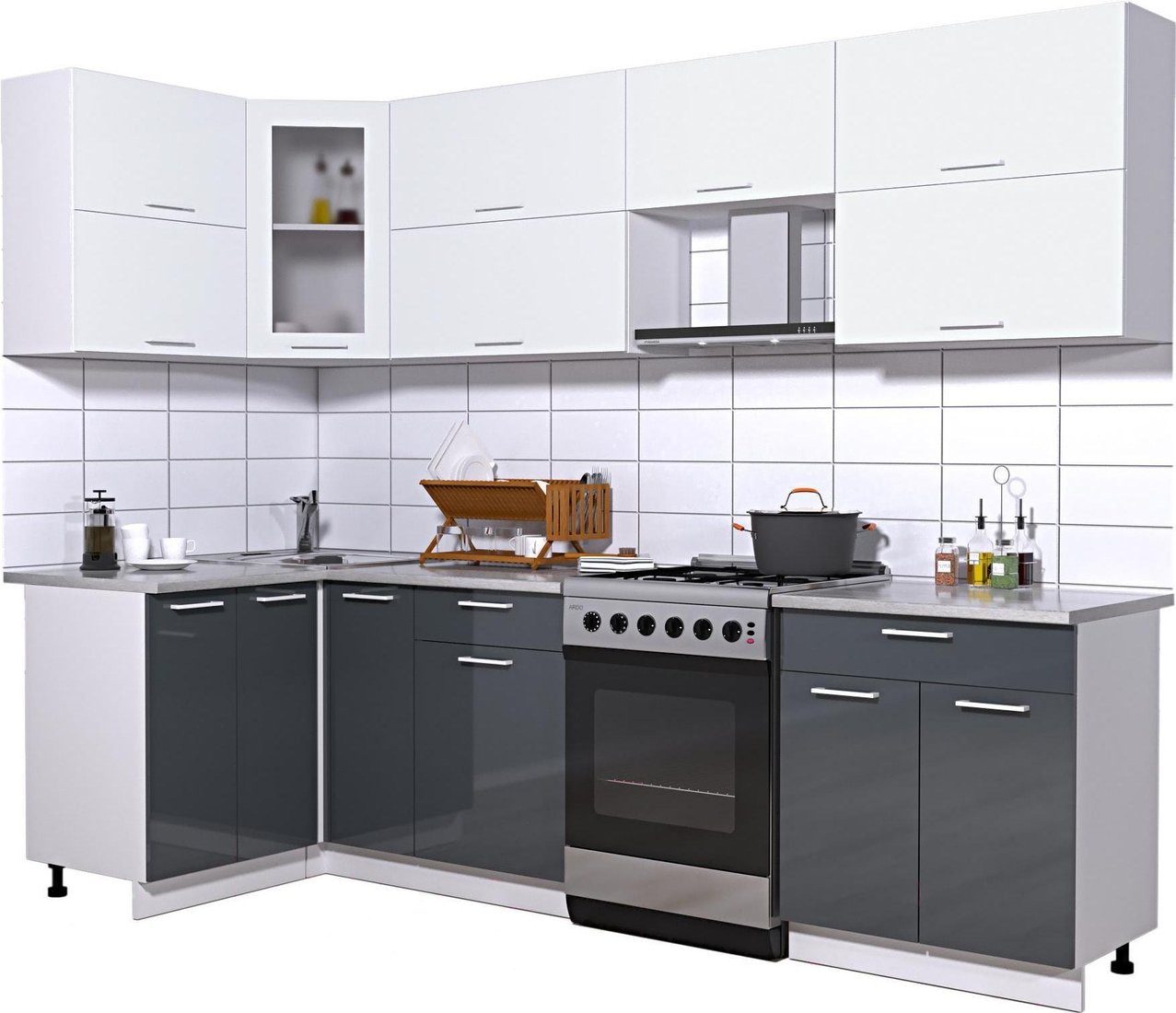 

Готовая кухня Интерлиния Мила Gloss 60-12x27 (белый/асфальт глянец)