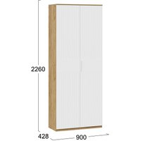 Шкаф распашной Трия Хилтон комбинированный с 2 дверьми исп.2 (дуб крафт золотой/белый матовый)